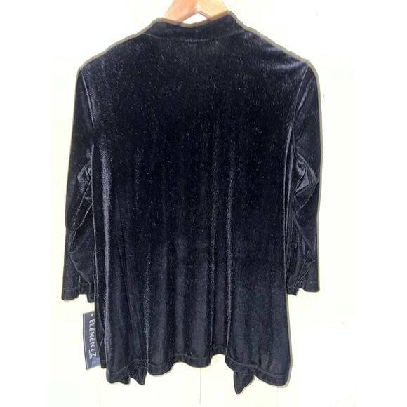 NEW Velvet Cardigan Jacket Blazer Large Petite Open Front Black LP PL 14P 16P - Picture 5 of 7